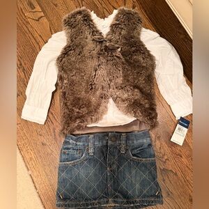 Polo Ralph Lauren White Blouse, Denim Skirt; Restoration Hardware Baby Vest
